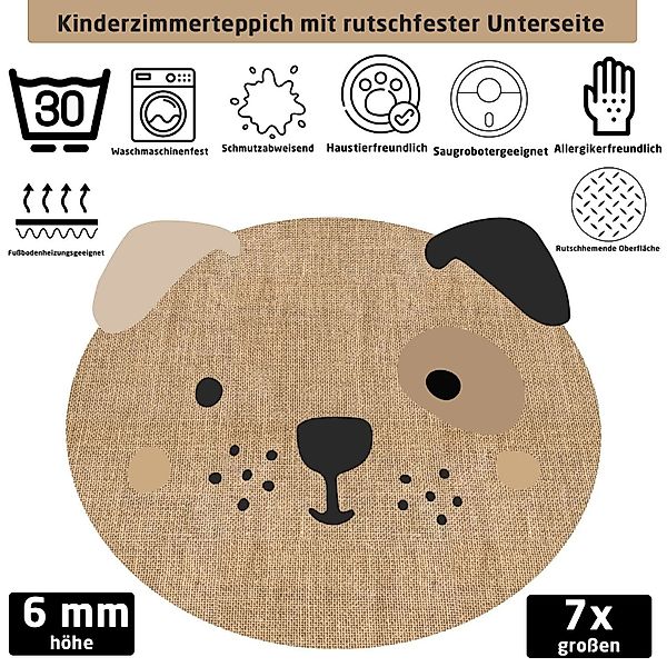 Jungengel Kinderteppich Katzenmuster mit Jutedesign Läufer günstig online kaufen