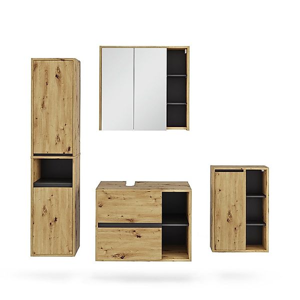 Vicco Badmöbel-Set Viola, Artisan/Grau, 4 Teile, günstig online kaufen