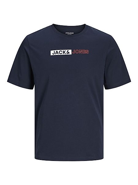 Jack&Jones T-Shirt mit Label-Print Farbe blau Größe: 8XL günstig online kaufen