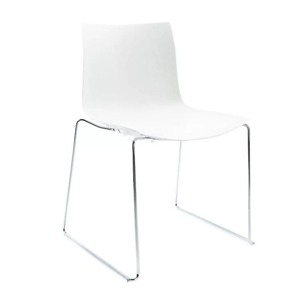 Arper - Catifa 46 0278 Stuhl einfarbig Kufe Chrom - weiß/Außenschale glänze günstig online kaufen