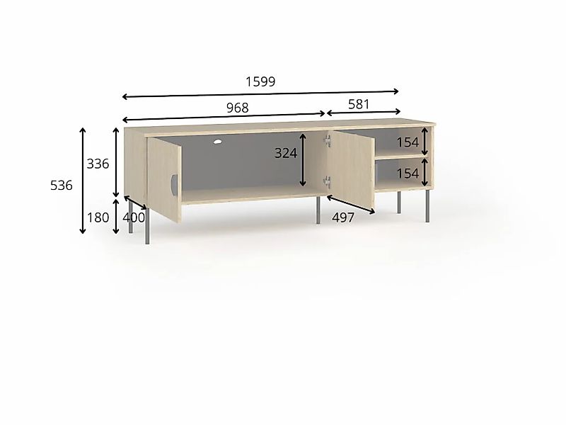 Leonique Lowboard "BELLOT TV-Schrank mit 2 Türen, Maße B/T/H: 160/40/53,6 c günstig online kaufen
