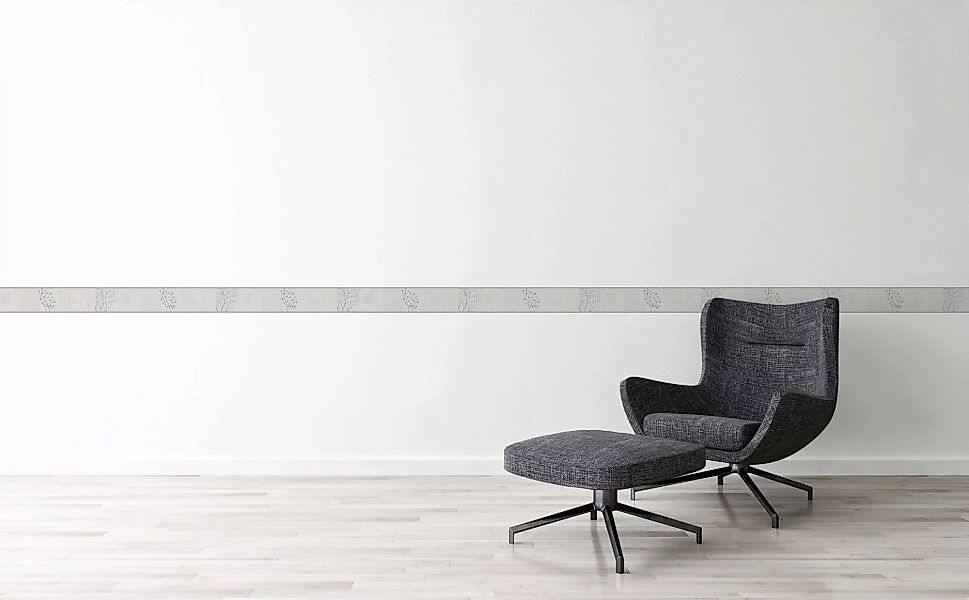 Bricoflor Hellgraue Tapeten Bordüre mit Baum Muster Moderne Tapetenborte fü günstig online kaufen