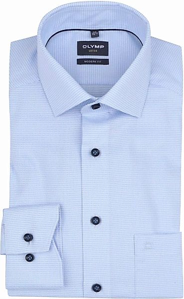 OLYMP Luxor Hemd Pied De Poule Hellblau - Größe 42 günstig online kaufen