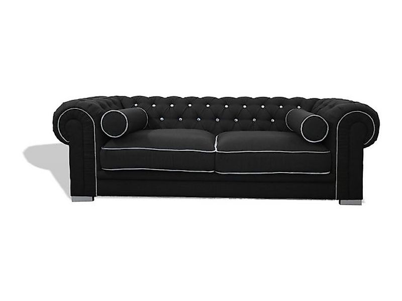 Xlmoebel Sofa Chesterfield-Sofa für 3 Personen Schwarz Textil, 1 Teile, Her günstig online kaufen