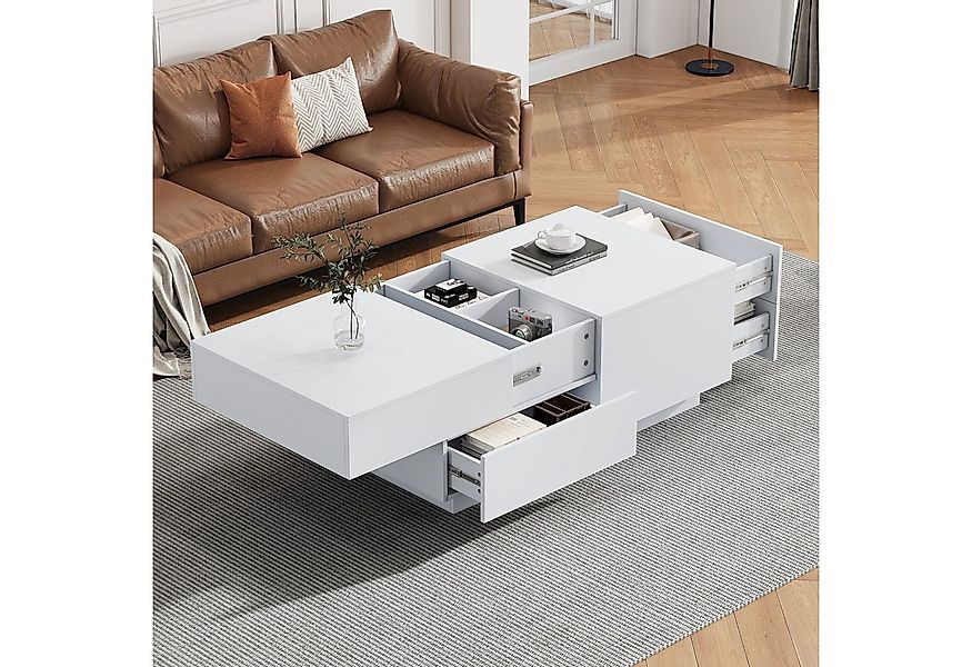 HAUSS SPOLE Couchtisch Kaffeetisch mit verschiebbarer Tischplatte 4 Schubla günstig online kaufen