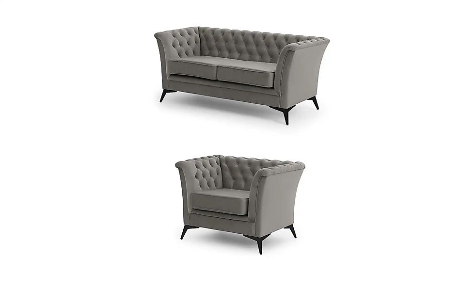 Chesterfield Polstergarnitur 2+1  Wilhelm ¦ grau ¦ Maße (cm): B: 175 H: 78 günstig online kaufen