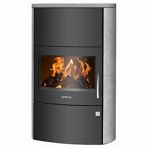 Justus Kaminofen Agero W+ Stahl Schwarz Speckstein Korpus Grau 7 kW EEK: A+ günstig online kaufen
