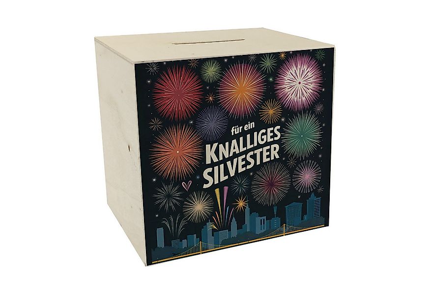 speecheese Spardose Feuerwerke Silvester Spardose aus Holz - Knalliges Silv günstig online kaufen