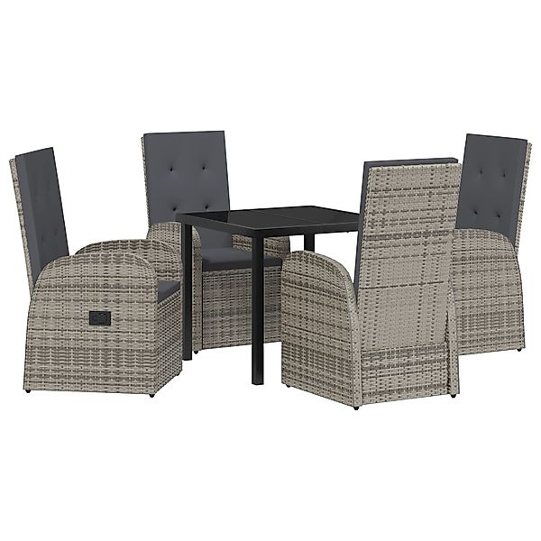 vidaXL Garten Essgruppe mit Kissen 5-Tlg Grau Poly Rattan 3379493 günstig online kaufen