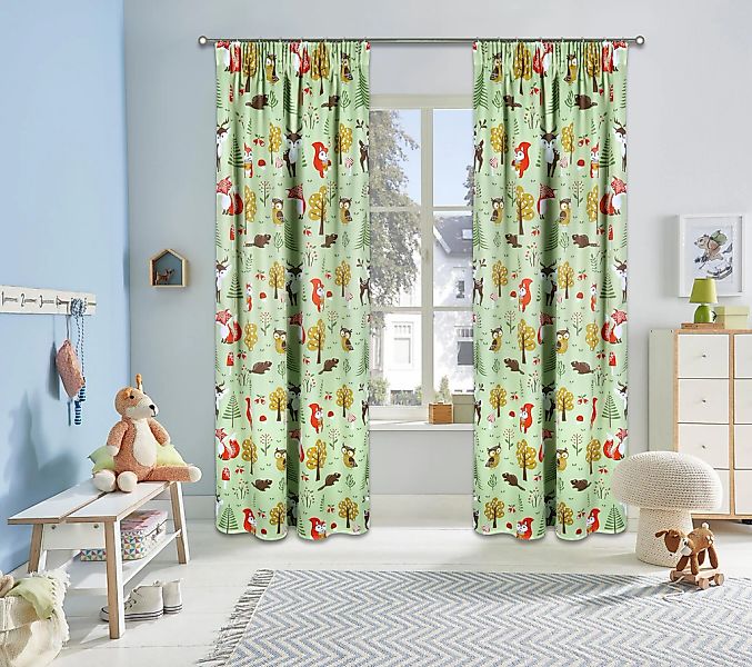 my home Verdunkelungsvorhang "Waldtiere" Multifunktionsband 1 Stk. tlg. bed günstig online kaufen