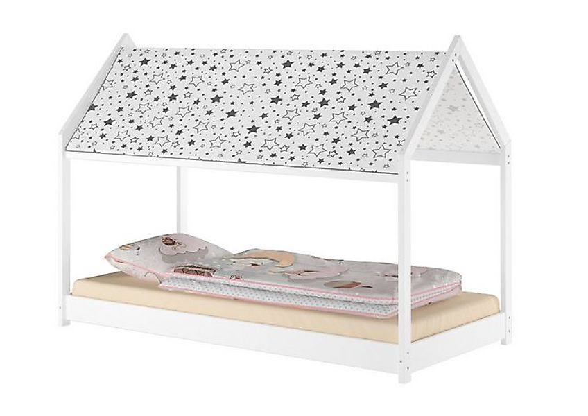 ERST-HOLZ Bett Weißes Hausbett Sternenhimmel 90x200 Kiefer weiß Kinderbett günstig online kaufen