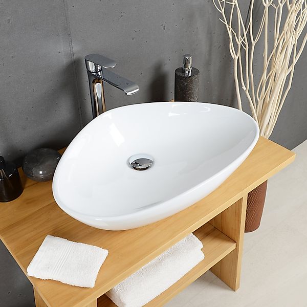 wohnfreuden Aufsatzwaschbecken Keramik Aufsatzwaschbecken 59 cm günstig online kaufen