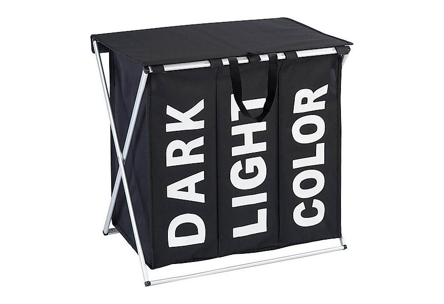 WENKO Wäschekorb Wäschesammler Trio Top Schwarz Stabiler Wäschekorb 118 l ( günstig online kaufen