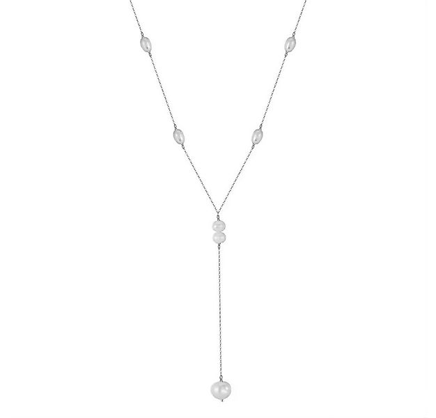 Runde Perlé Perlenkette Marie, lange Halskette, Süßwasserperlen, 925er Silb günstig online kaufen