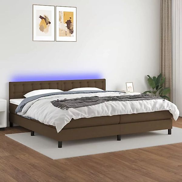 Vidaxl Boxspringbett Mit Matratze & Led Dunkelbraun 200x200 Cm Stoff günstig online kaufen