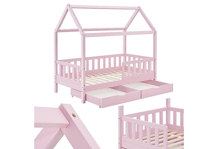 Juskys Kinderbett Marli, 80x160 cm, mit Dach, 2 Bettkästen, Rausfallschutz, günstig online kaufen