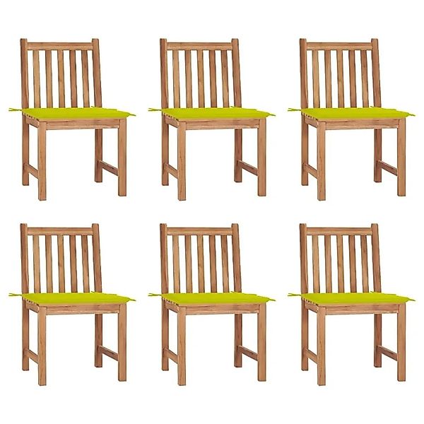 vidaXL Gartenstühle 6 Stk mit Kissen Massivholz Teak 3073126 günstig online kaufen