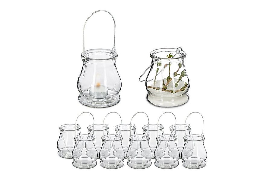 relaxdays Windlicht Transparentes Windlicht im 12er Set günstig online kaufen