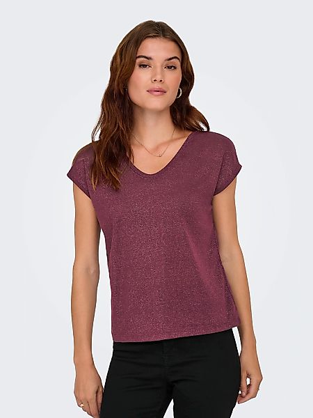 ONLY Kurzarmshirt "ONLSILVERY S/S V NECK LUREX TOP JRS NOOS" günstig online kaufen