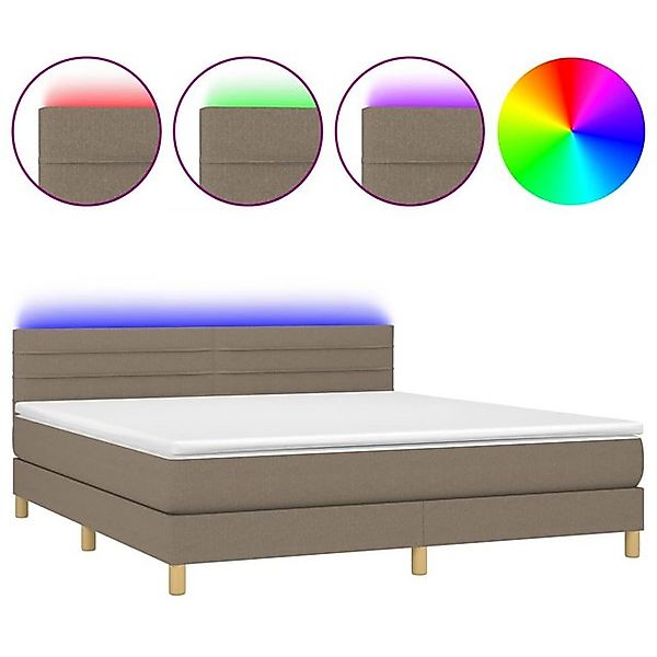 vidaXL Boxspringbett Boxspringbett mit Matratze LED Taupe 160x200 cm Stoff günstig online kaufen