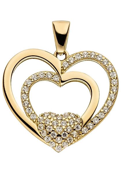 JOBO Kettenanhänger Anhänger Herz 17 mm, 8 Karat 333 Gold mit 54 Zirkonia günstig online kaufen