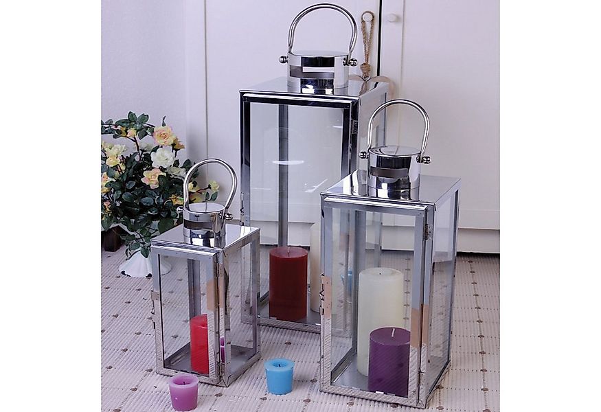 INDA-Exclusiv Laterne 3er Set Edelstahl-Laternen Gartenlaternen Windlichter günstig online kaufen