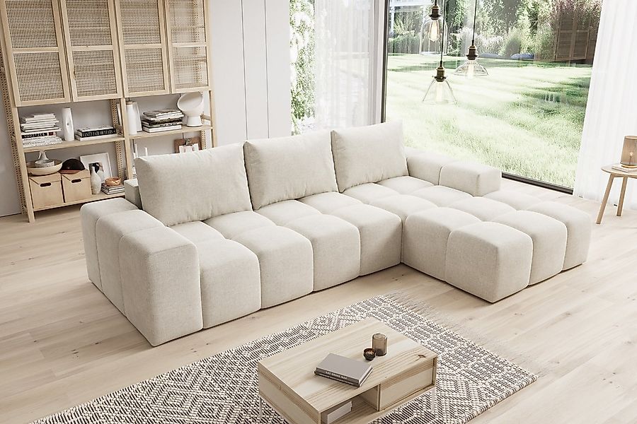 PROMETO Möbel Ecksofa Cento Couch L-Form,Sofa Links/Rechts Teddy-Bouclé-Sto günstig online kaufen