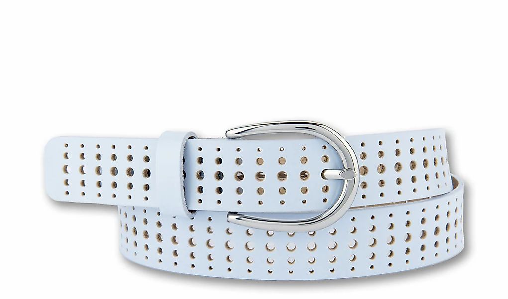 BERND GÖTZ Ledergürtel "Ledergürtel mit Lochprägung & silberglänzender Halb günstig online kaufen