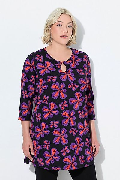 Ulla Popken Longshirt Longshirt Blüten A-Linie Rundhals 3/4-Arm günstig online kaufen