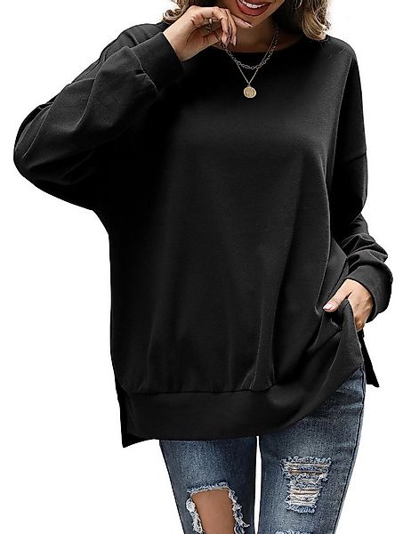 Beluring Langarmshirt Damen Langarmshirt Rundhals mit Seitenschlitzen, Lock günstig online kaufen