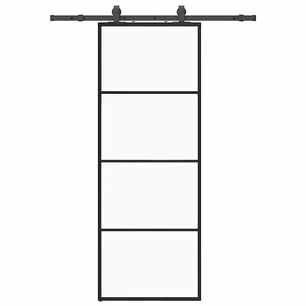 vidaXL Schiebetür mit Beschlag Schwarz 76x205 cm ESG-Glas 3375906 günstig online kaufen