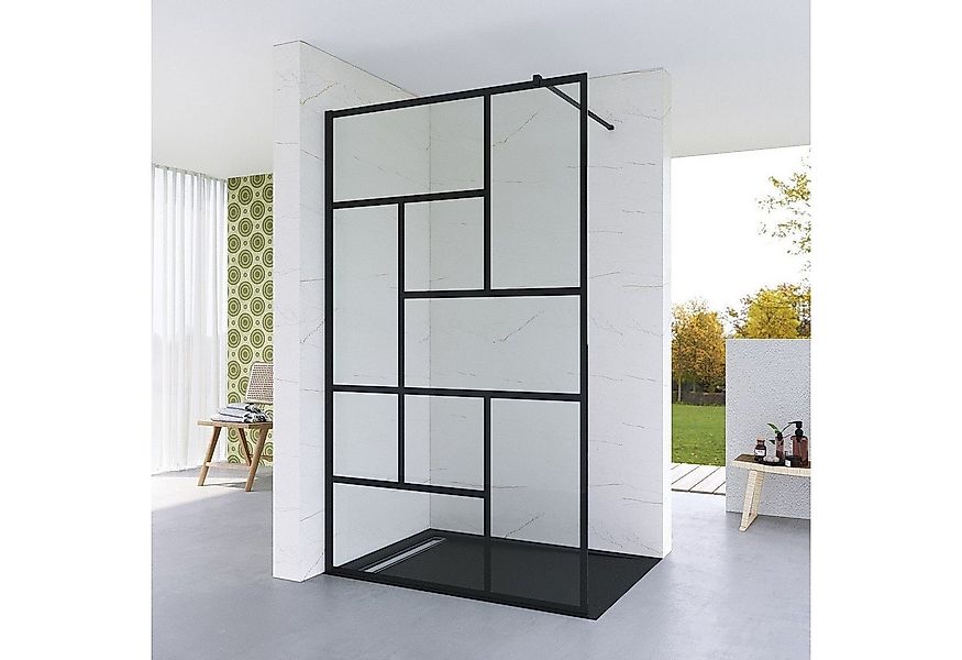 AQUABATOS Duschwand Duschwand Glas Schwarz für Dusche Walk-In Duschen 100x2 günstig online kaufen
