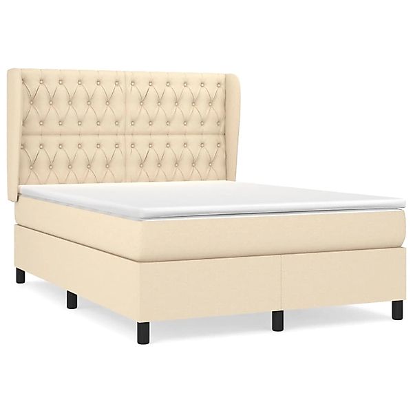 Vidaxl Boxspringbett Mit Matratze Creme 140x200 Cm Stoff günstig online kaufen