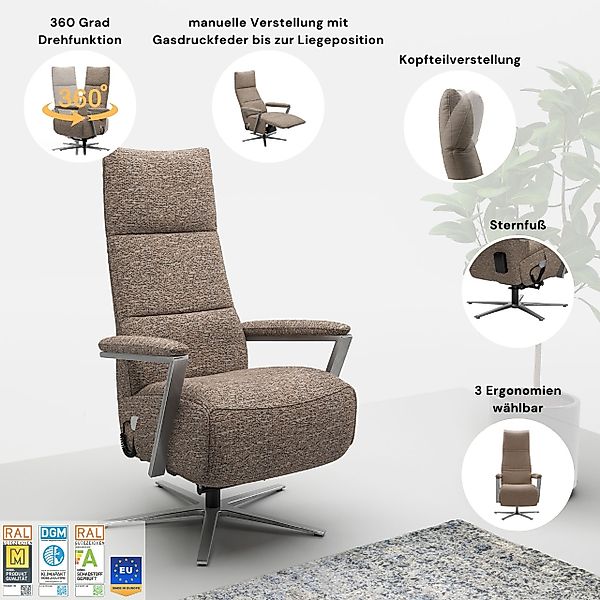 sit&more TV-Sessel »Vario Comfort, inkl. Kopfteilverstellung & 360° Drehfun günstig online kaufen