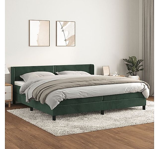 vidaXL Boxspringbett Boxspringbett mit Matratze Dunkelgrün 200x200 cm Samt günstig online kaufen