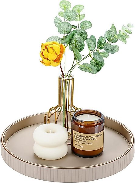 Coonoor Dekotablett Leder Rund Deko Tablett Tischtablett Küchentablett günstig online kaufen