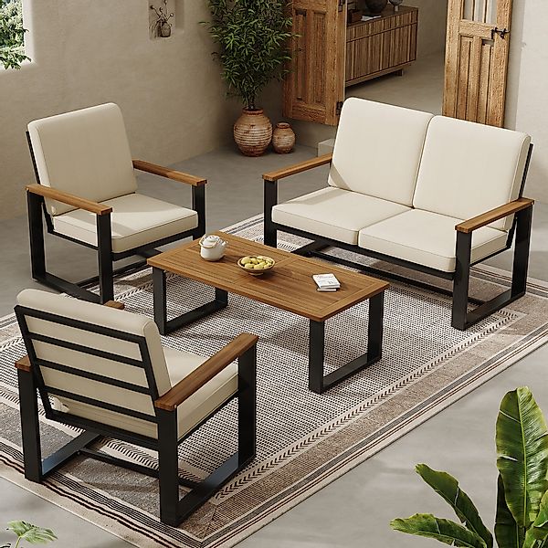 HAUSS SPOLE Gartenlounge-Set Gartenmöbel-Set mit 2-Sitzer-Sofa, günstig online kaufen