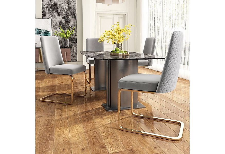 Flieks Freischwinger (Set, 4 St), 4er Set Esszimmerstühle Polsterstuhl Schw günstig online kaufen