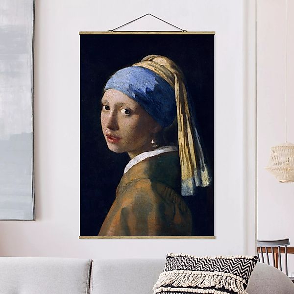 Stoffbild Kunstdruck mit Posterleisten - Hochformat Jan Vermeer van Delft - günstig online kaufen