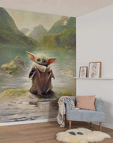 Komar Vlies Fototapete Star Wars The Mandalorian Grogu Landscape Grün günstig online kaufen