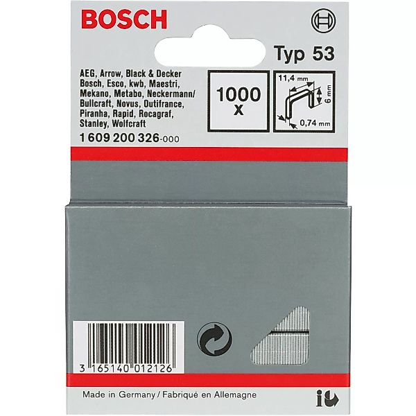 Bosch Feindrahtklammern Typ 53 für Tacker 1.000 Stück 6 mm x 11,4 mm günstig online kaufen