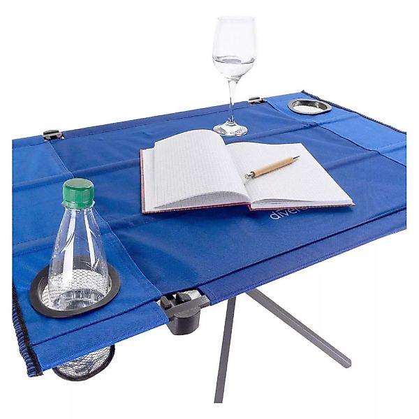 VCM Campingtisch Falttisch faltbar 80x50cm blau mit Getränkehalter Polyeste günstig online kaufen