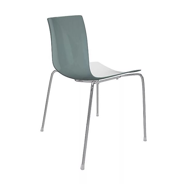 Arper - Catifa 46 0251 Stuhl zweifarbig Gestell Chrom - weiß/petrol/Außensc günstig online kaufen