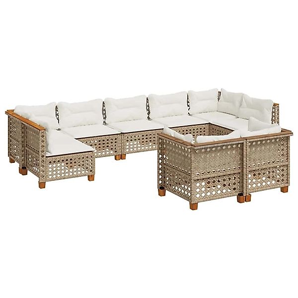 vidaXL 9-Tlg Garten-Sofagarnitur mit Kissen Beige Poly Rattan 3261994 günstig online kaufen