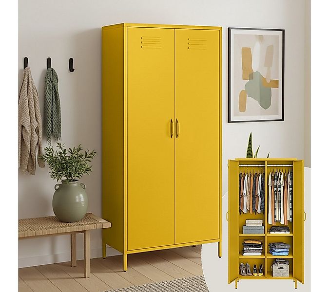 skølm Kleiderschrank Atria aus Metall (Senfgelb) Metallschrank mit 6 Fächer günstig online kaufen