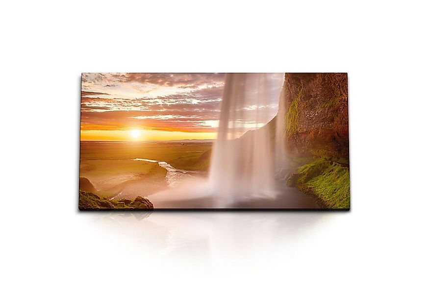 Sinus Art Leinwandbild Kunstdruck Bilder 120x60cm Wasserfall Island Seljala günstig online kaufen
