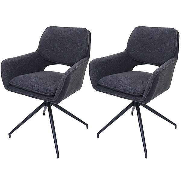MCW Esszimmerstuhl N74 2er-Set Stoff Boucle 540g/m² Dunkelgrau günstig online kaufen