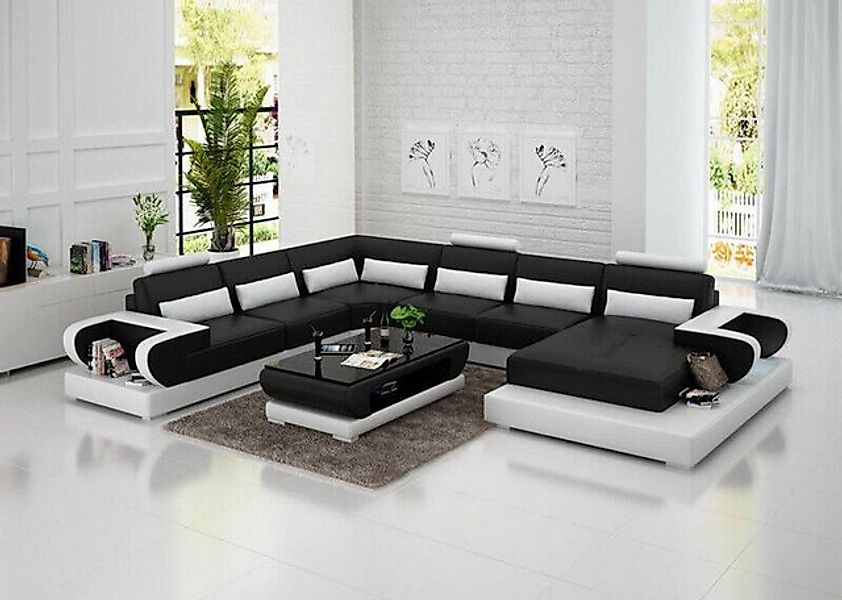 JVmoebel Ecksofa Ledersofa mit USB,Couch Wohnlandschaft Ecksofa Garnitur Mo günstig online kaufen