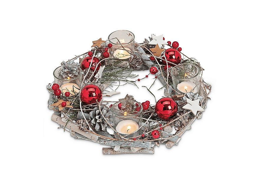matches21 HOME & HOBBY Adventskranz Holz-Deko Adventskranz 30 cm Teelicht-H günstig online kaufen