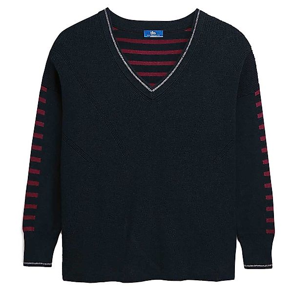 Tbs Bettyver V-ausschnitt Sweater M Navy günstig online kaufen